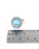 Frosted Blue Topaz Cabochon Diamond Halo Ring